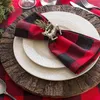 6 Pcs Cloth 51x51cm Cotton Linen Placemat Soft Dining black and white grid Napkins Mat Table Napkin Fabric