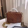 Bolsa feminina de couro genuíno marrom bolsa designer bolsas sarja pequena corrente pão meninas sacos ombro mulher inclinada em alta q294i