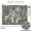 Huacan broderi djur diy mosaik paintng full borrharts trädgård dekoration 5D diamant målning bengal vit tiger