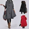 Autumn Winter Women's Coat Long Loose Plus Size Maternity Pregnancy Cloak Female High Neck Knitted Sleeve Jackets 211130
