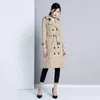 Dames Trench Coats Women's 2022 Autumn Winter Fashion Women Wind Breaker Long Slim Out -wear Black Coat voor met riem hoge kwaliteit