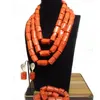 Boucles d'oreilles collier 4uJewelry Original corail perles ensemble de bijoux Orange couches bijoux africains Bracelet 2021