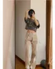 Qweek y2k estetik khaki breda ben jeans kvinnor koreanska mode e flicka överdimensionerad hög midja denim byxor casual byxor för kvinnlig 211129