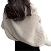 Designer Fashion Sticked Scarf Women's Warm Autumn and Winter Wool Shawl Monochrome259C