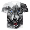メンズTシャツLYデザインオオカミモザイクトーテムパターン3D印刷Tシャツストリートトレンドレトロファッションカジュアル特大
