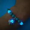 Beaded, Strands Natuursteen Armband Yoga Healing Lichtgevende Glow in The Dark Lotus Charm Beads for Men Women Prayer Buddhism