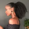 Клип в Real Remy Extension человеческих волос AFRO Kinky Кудрявая черт возьми, хвост 4B 4C 100% натуральный черный цвет Pairekeext 140G