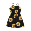 Dress girl Toddler Baby Girls Outfits Sunflower Pattern Print Sling Stitching Jumpsuit robe princesse enfant fille Summer dress Q0716