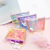 Laser Colorful Coin Purse Data Cable Key Bag Girl Heart Clutch Zipper Transparent Storage Bag Wholesale