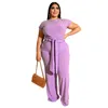 Women's Two Piece Pants 4XL 5XL Plus Size Women Suit 2 Sets Sexy Ladies Short Sleeve Tops Pantsuits Casual Fashion Trouser Outfits Big 3XL