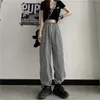 HOUZHOU Streetwear pantalons de survêtement femmes Baggy Harajuku Style coréen Joggers Plaid sport pantalon Design 2021 été Techwear pantalon Q0801