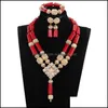 Earrings & Necklace Jewelry Sets Luxury Indian Wedding Bib Fashion Chunky Bridal Dubai Gold Coral Set Abh699 C18122701 Drop Delivery 2021 Zv