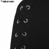 Gotiska punk kvinnor hoodies spets upp hooded långärmad avslappnad hajuku mörker höst vinter goth svart sweatshirt plus storlek 210608