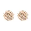 Stud Boho Ivory White Pink Pearl Black Champagne Mix & Match Beads Beaded Charm Push Back Type Big Button Women Earrings