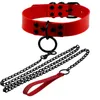 Chokers Mode Sexy Klinknagel Vrouwen Man Donker Zwart Punk Gothic Alter Slave PU Leer Trekkabel Ketting Bondage Ketting Jewelry2774133