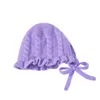 2021 Ins Candy Color Ruffles Girl Caps Winter Protect Ear Warm Beanies Back Chalaza Knit Infant Hats 0-3T