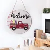 Nieuwigheid items verwisselbare seizoensgebonden rode vrachtwagen welkom deurteken houten ronde hanger kronen tekenen voor boerderij home decor