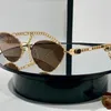 Солнцезащитные очки в металлической оправе «кошачий глаз» женские с подвесками в форме сердца модный стиль женские очки5135626