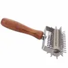 Outils en acier inoxydable Docker de rouleau de pâte avec manche en bois Outil de cuisson de pain de tarte de gâteau de pizza 8 pouces