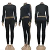 J2592 ヨーロッパとアメリカの女性のジャージ気質シンプルなファッションプリントツーピーススーツ