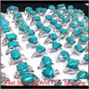 50 peças inteiras misturam estilos coloridos anéis de pedra turquesa para mulheres senhoras moda jóias anel novo Tzqnd Fn6St228U