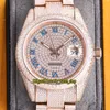 Вечность Часы RRF Новейшие продукты 126331 126301 1263341 126301 126334 A2824 Автоматический замороженный ALED OUT Pull Mens Часы Арабские бриллианты Набор 904L стальной алмаз Розовый золотой браслет