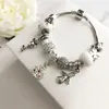 2021 Charm Pärlor passar för Pandora Smycken 925 Silver Armband Snowflake Pendant Bangle Blå Charms DIY med original presentförpackning