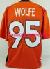 Hommes Femmes Jeunesse Derek Wolfe Custom Sewn Orange Football Jersey XS-5XL 6XL