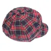 Spring Automne Plaid Cotton Octogonal Hat Fashion Femmes Unisexe Paindre Dome Newsboy Cap Casual 039S BERET RED Navy Blue Whol7324864