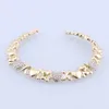 Luxus Frauen Hochzeit Herz Kristall Schmuck Sets Big Chunky Halskette Ohrringe Ring Armband Braut Dubai Gold Schmuck Set