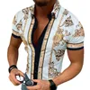 Man Casual Shirts Hawajski Koszula Z Przyciskiem Zamknięcie Krótki Rękaw Turn-Down Summer Print Bluzyka Fabryczna Supply Odzież Bluzka