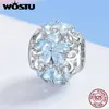 WOSTU 925 Sterling Silver Elegante Blu Margherita Branelli di Fascino Misura Il Marchio FAI DA TE Braccialetto di Marca Creazione di Gioielli Dropship Q0531