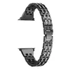 Metal Strap Five Beads Double Row Diamond Bracelet For Apple Watch Band 38mm 42mm 40mm 44mm Replacement Wristband Iwatch Series 6 5 4 SE Watchband
