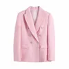 MXTIN Donna Primavera Vintage Tweed Blazer e giacche Moda doppio petto manica lunga Slim Business Blazer femminile Cappotto 210930