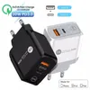 Telefonladdare Typ C laddare 20W 18W EU US UK AC QUICK PD QC3.0 Väggadapter för iPhone 11 12 Pro Max Samsung Tablet PC