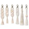 3Pack Macrame Keychains Boho Macrame Bag Encantos com borlas carro pendurado jóias G1019