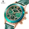 MEGIR & RUIMAS Green Leather Strap Watches Women Luxury Quartz Watch Lady Relogio Feminino Top Brand Chronograph Wrist Watches 210310