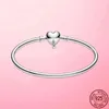 Real 925 Sterling Silver Trendy Original Bracelet Simple Forever Love Heart Bangle for Women S925 Girlfriend Gift