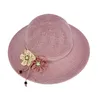 2021 Yeni Yaz Kadın Güneş Şapka Çiçek Şerit Panama Plaj Şapkaları Kadınlar Için Sombrero Disket Hasır Şapka