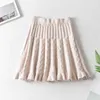 SURMIITRO Autumn Winter Thick Knitted Mini Pleated Skirt Women Korean Style Pink All Match High Waist A Line Skirt Female 210712