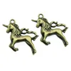 Antique Bronze Silver Cute Unicorn Horse Charms Wisiorek Biżuteria Dokonywanie DIY Handmade Akcesoria 37 * 28mm