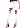 Kvinnors Jeans Kvinna Högt Midja Straight Skinny Stretchy Pant StreetWear Women Letter Print Hole Washed Denim Pencil Pants Byxor