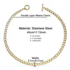 Chains Stainless Steel Double Layer Handmade Weave Loop Circle Chain Necklace For Women OT Clasp Toggle Choker Collar Hip Hop Jewelry