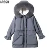 Женская зимняя одежда Корейский свободные Parkas женская средняя длинная утолщенная пуховая куртка плюс размер одежды для женщин 211108