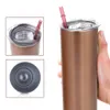 20oz Rostfritt stål Skinny Tumbler Lock Halm Kaffe Muggar Bärbart Dubbel Vakuum Isolerat Vatten