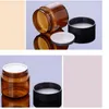 2021 60ml 100ml 120ml Amber PET Plastic Cosmetic Jars Face Hand Lotion Cream Bottles with Black Screw Cap