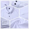 Browon Bryste Silky Formell Skjorta Män Klassisk Business Långärmad Fast Färg Broderi Collar Slim Fit Shirt Varumärke Kläder 210708