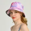 Moda mujeres cubo verano algodón plano sol reversible corbata tinte pescador sombrero deportes al aire libre viaje gorras de playa