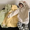 Kadın Ceketleri Ayının Kulak Kadınları İmitasyon Kuzular Ceket Kalın Yün Polar Kawaii Tatlı Hoodies Ceket Sonbahar Kış Kadın Gevşek Fermuarı