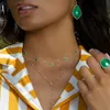 Bohemia Gold Color Green Stone Dichiarazione in pietra Collana Collana Gioker Fashion Women Elegance Gift Gioielli eleganti